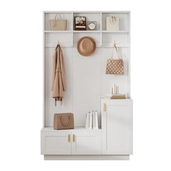 Selsey Meuble Entrée Yesfir Chêne Wotan - Porte-Manteau, Miroir Et Rangement Chaussures