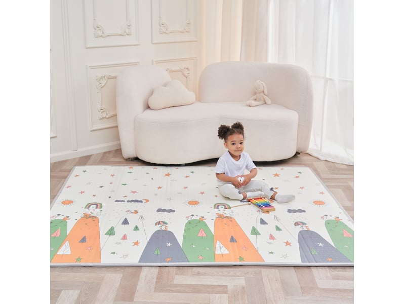 Tapis De Jeu Bébé Babify Dino - Mousse XPE 200x180x1cm - Antidérapant Réversible Facile à Nettoyer