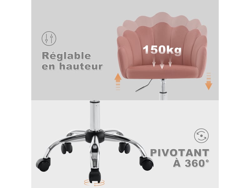 Chaise De Bureau Velours Thème Chat - Siège Large, Dossier Capitonné, Réglable En Hauteur, Pivotante 360°