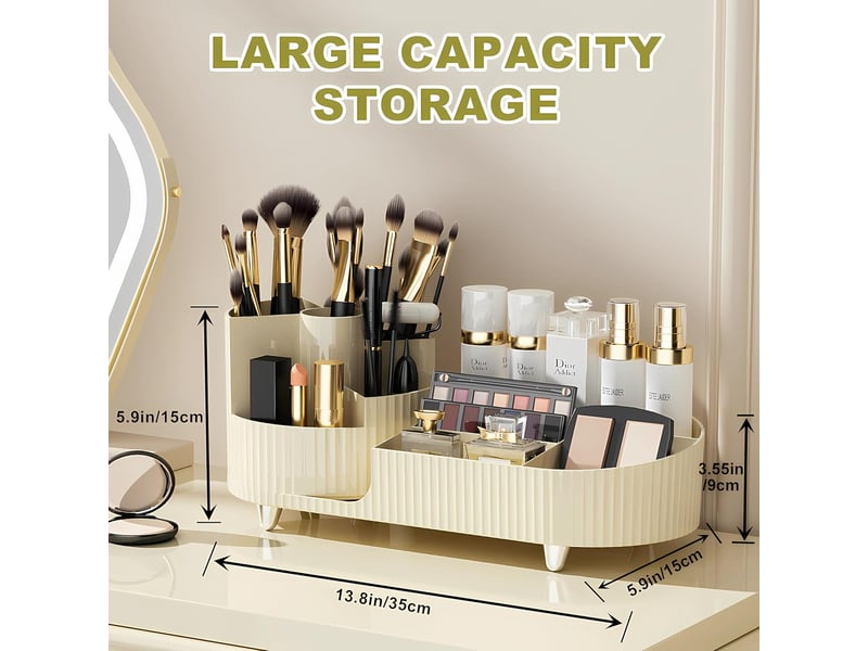 KIMIGO Organisateur De Maquillage Rotatif 360° Grande Capacité - Rangement Cosmétique Salle De Bain