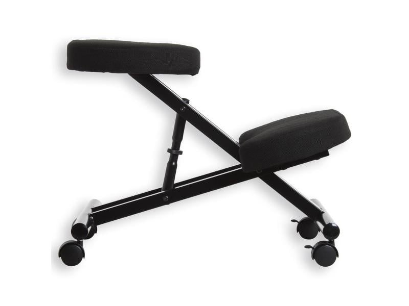 Tabouret Assis-Genoux Mendler HWC-E10 - Ergonomique, Réglable, Similicuir Noir - Pour Bureau Et Maison