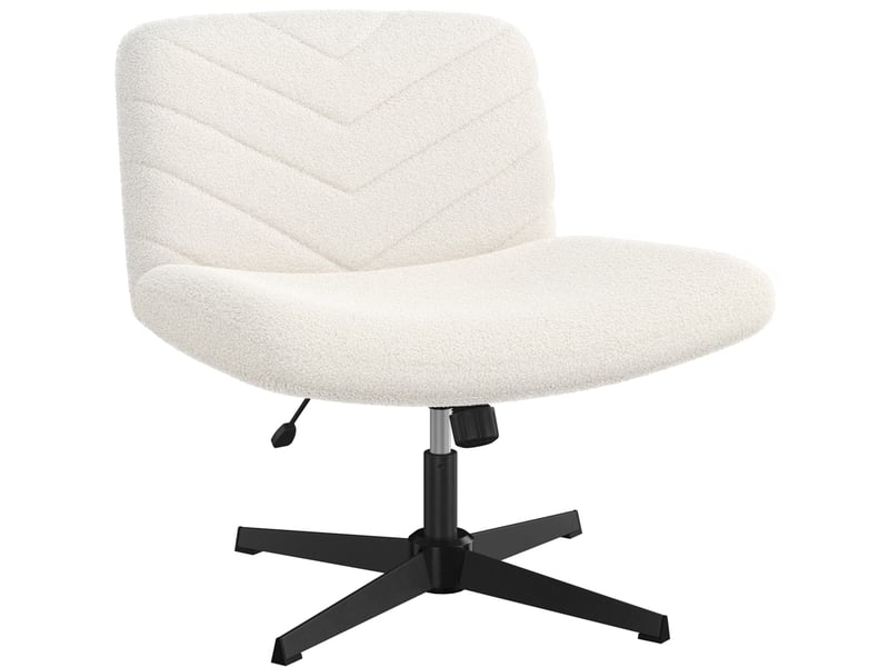 DUHOME Fauteuil Lounge Pivotant 360° En Tissu Chenille Beige - Chaise Avec Accoudoirs