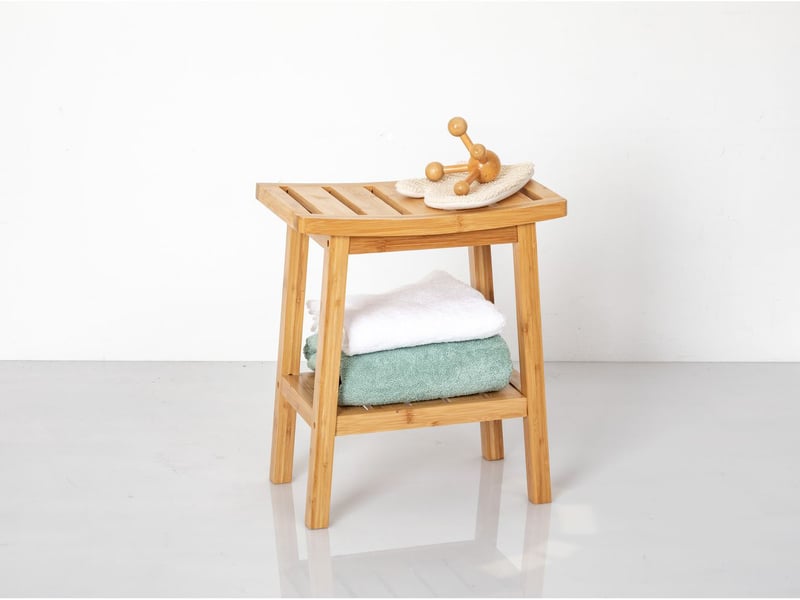 Relaxdays Tabouret Repose-pieds Bambou RUSTICO Table Console Bois Guridon Petit Tabouret Enfant Hxlxp 27 X 29 X 24 Cm Nature 49825917