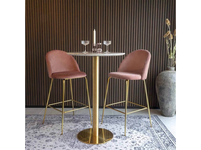 Lot De 2 Chaises De Salle à Manger En Velours Rose Pieds Dorés - Design Moderne, Neuf