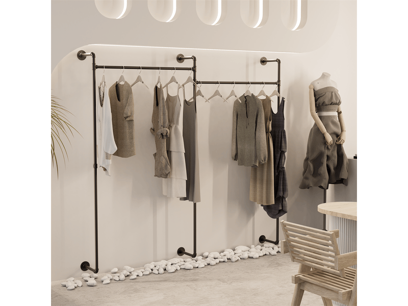 Portant Mural En Fer Forgé Connectable - Pour Vestiaire, Boutique, Rangement Vêtements - Grande Capacité