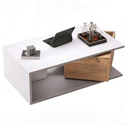 Table D'Appoint Industrielle Avec Roulettes - Lot De 2 Tables Mobiles Marron & Noir - Pour Salon, Chambre - 7